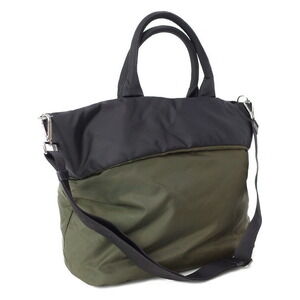 Prada khaki top Bag Reversible black Tote nylon Tessuto green